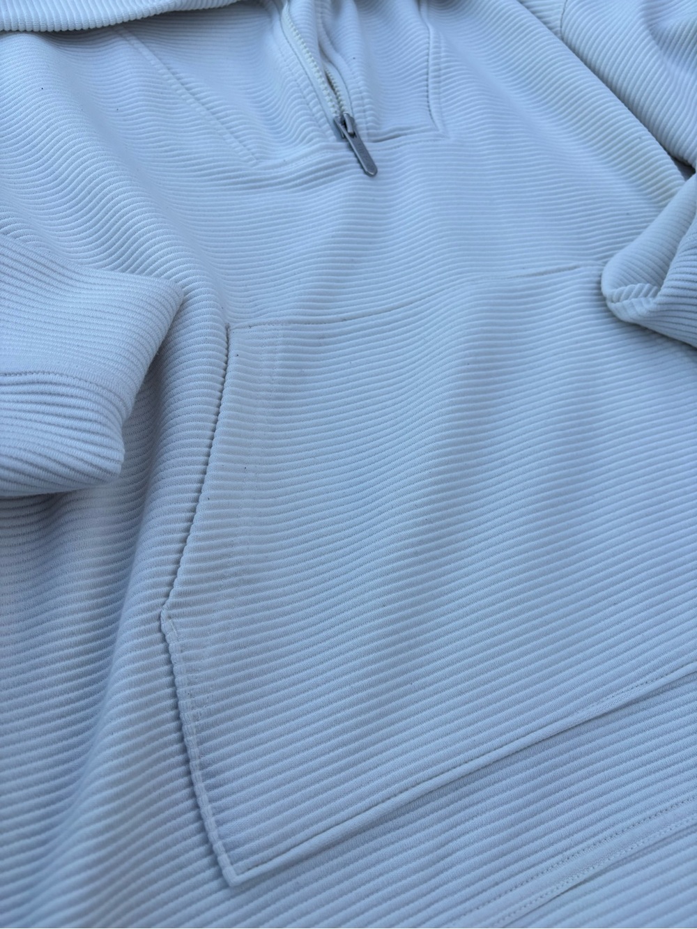 Zella Cream Quarter-Zip Ribbed Pullover - Picture 4 of 6